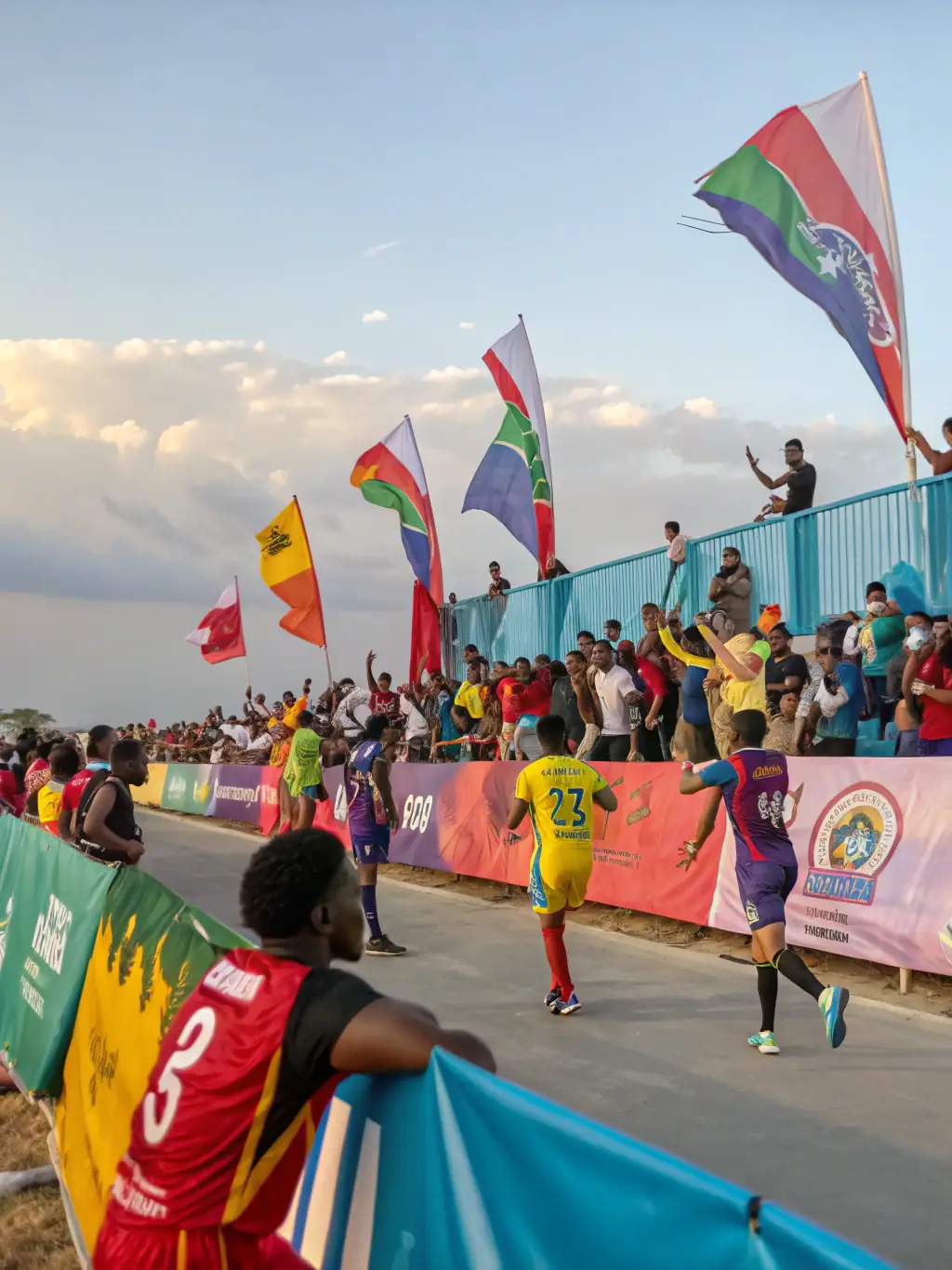 A vibrant image of a Community Rugby Matches organized by Rugby Olympique de Pantin, showcasing sportsmanship and community spirit.