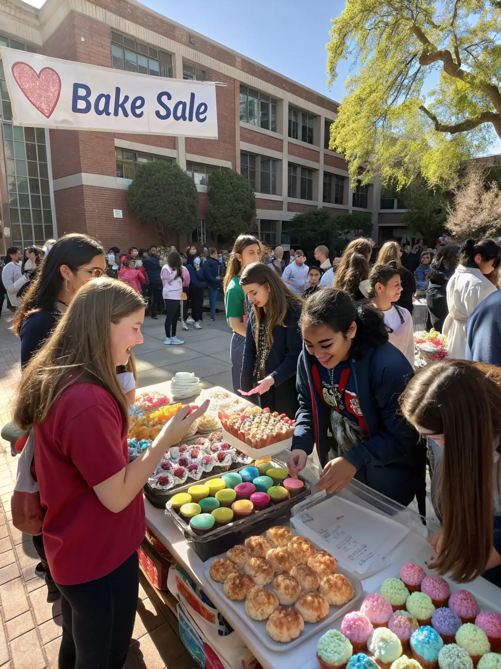 A picture of high school students organizing a fundraising event for a local charity, highlighting their leadership and community involvement.